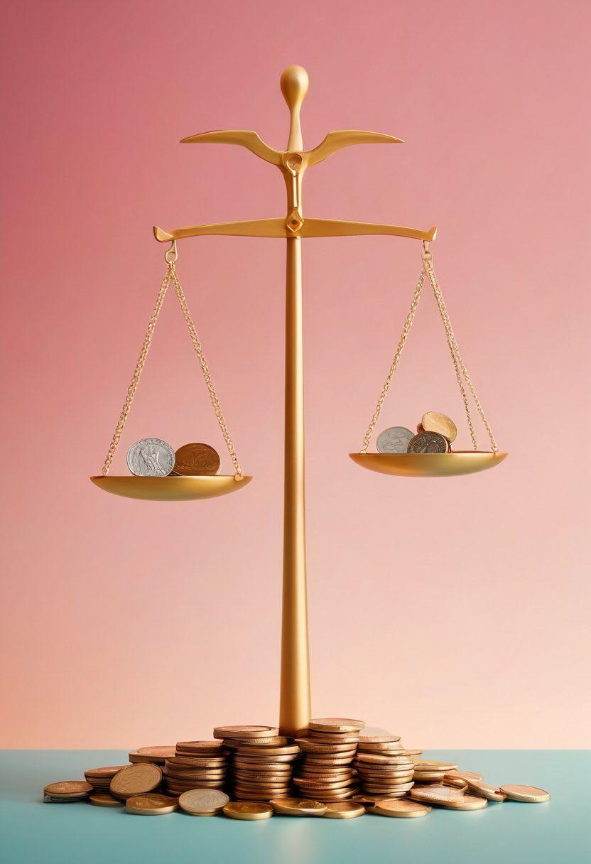 A serene yet dynamic illustration depicting a scale balanced between coins and a heart, symbolizing financial wisdom and compassion in cancer care. Surrounding the scale are soft images of healthcare professionals, patients, and supportive family members in a warm setting, representing community and empathy. Use soft colors with touches of optimism and hope. gently illuminated backdrop, emphasizing harmony between finance and care. vibrant colors. 3D.
